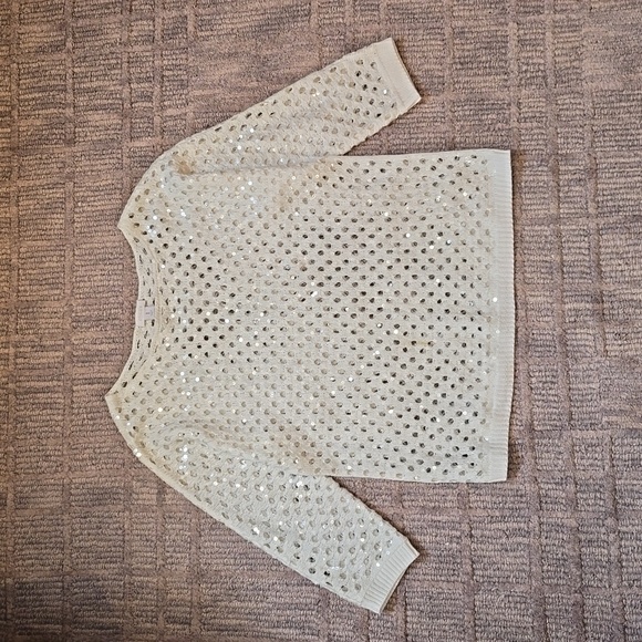 Chico's Lacey Knit Sequins Sweater | Ivory | Size 1 - Picture 1 of 4